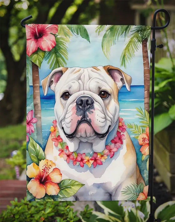 English Bulldog Luau Garden Flag Caroline's Treasures