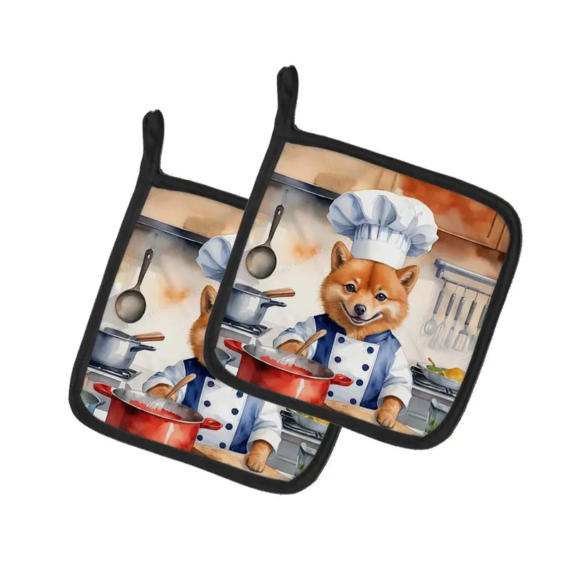 English Bulldog The Chef Pair of Pot Holders Caroline's Treasures