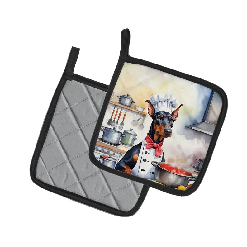 English Bulldog The Chef Pair of Pot Holders Caroline's Treasures