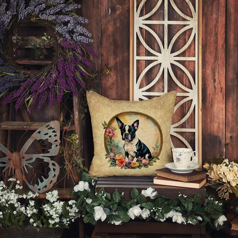 English Bulldog and Flowers Foam Coasters Caroline's Treasures