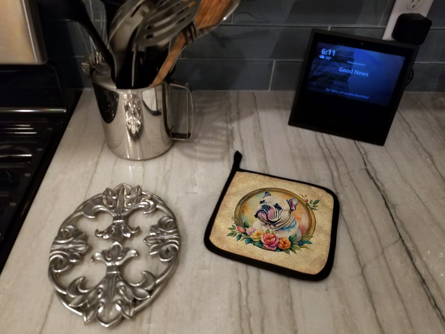 English Bulldog and Flowers Foam Coasters Caroline's Treasures