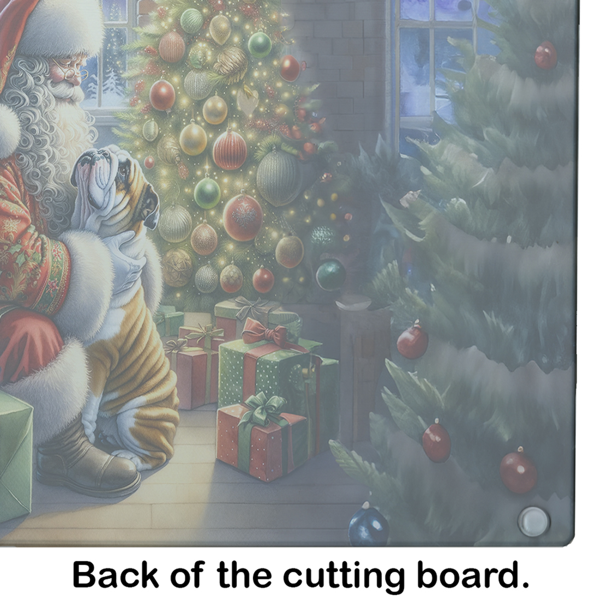 English Bulldog and Santa Claus Glass Cutting Board Caroline's Treasures