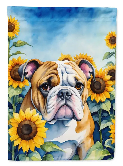 English Bulldog in Sunflowers Garden Flag Caroline's Treasures