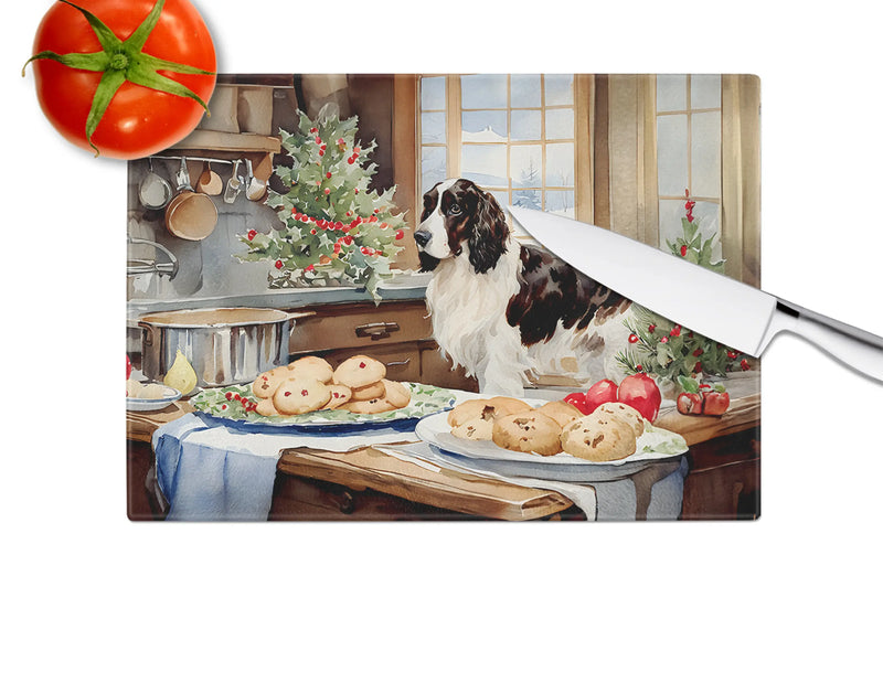 English Cocker Spaniel Christmas Cookies Glass Cutting Board Caroline's Treasures