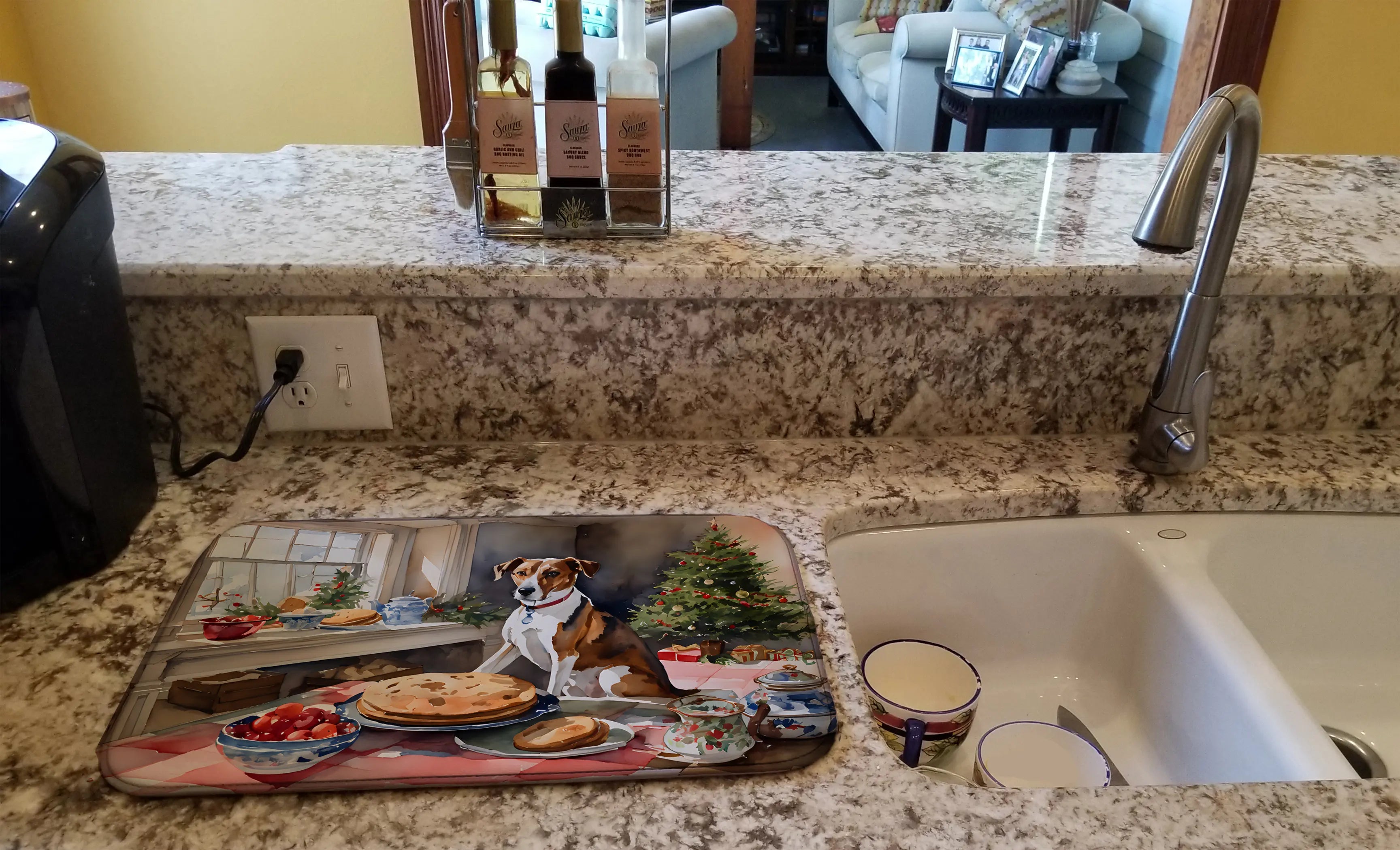 English Foxhound Christmas Cookies Dish Drying Mat Caroline's Treasures