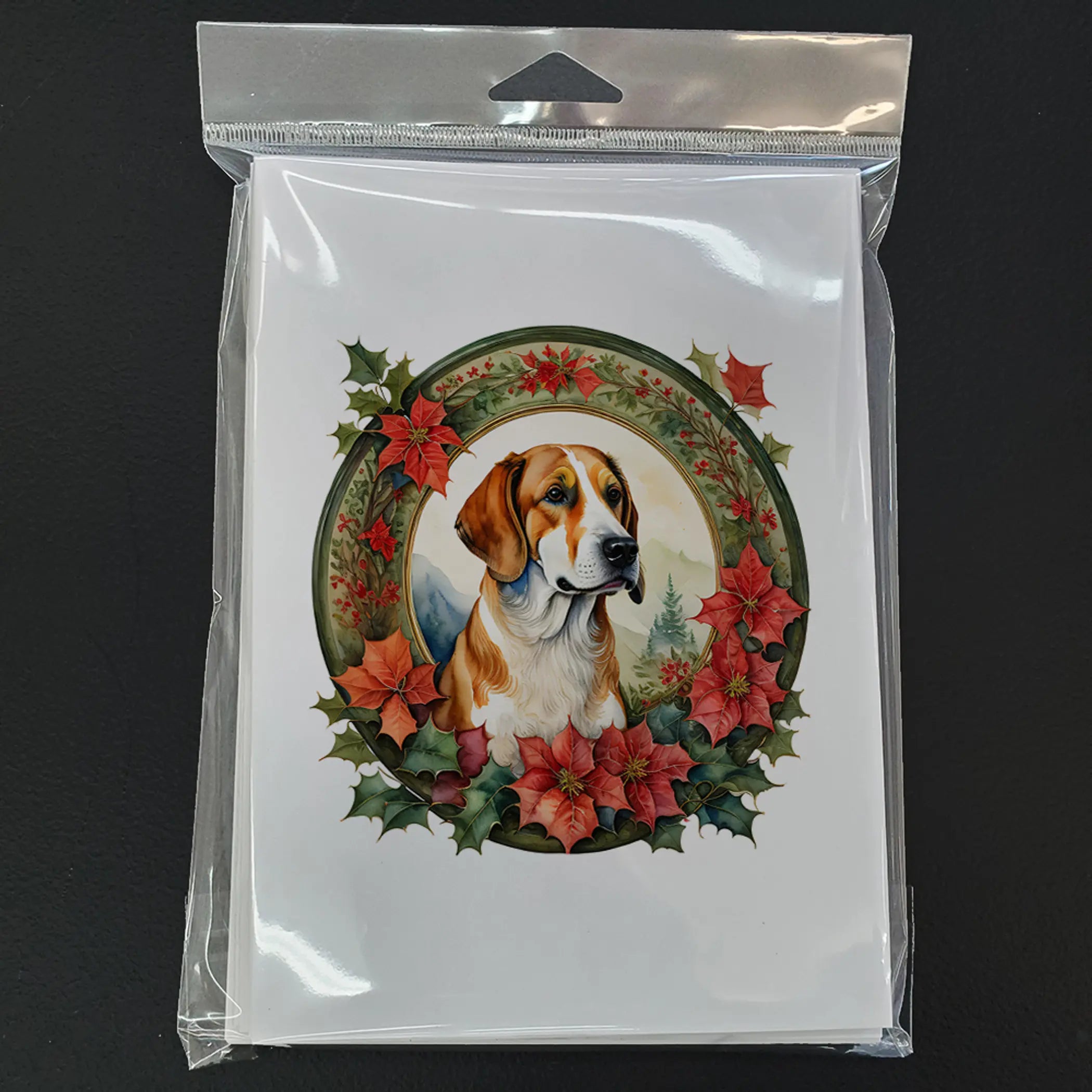English Foxhound Christmas Flowers Greeting Cards Pack of 8 Caroline's Treasures