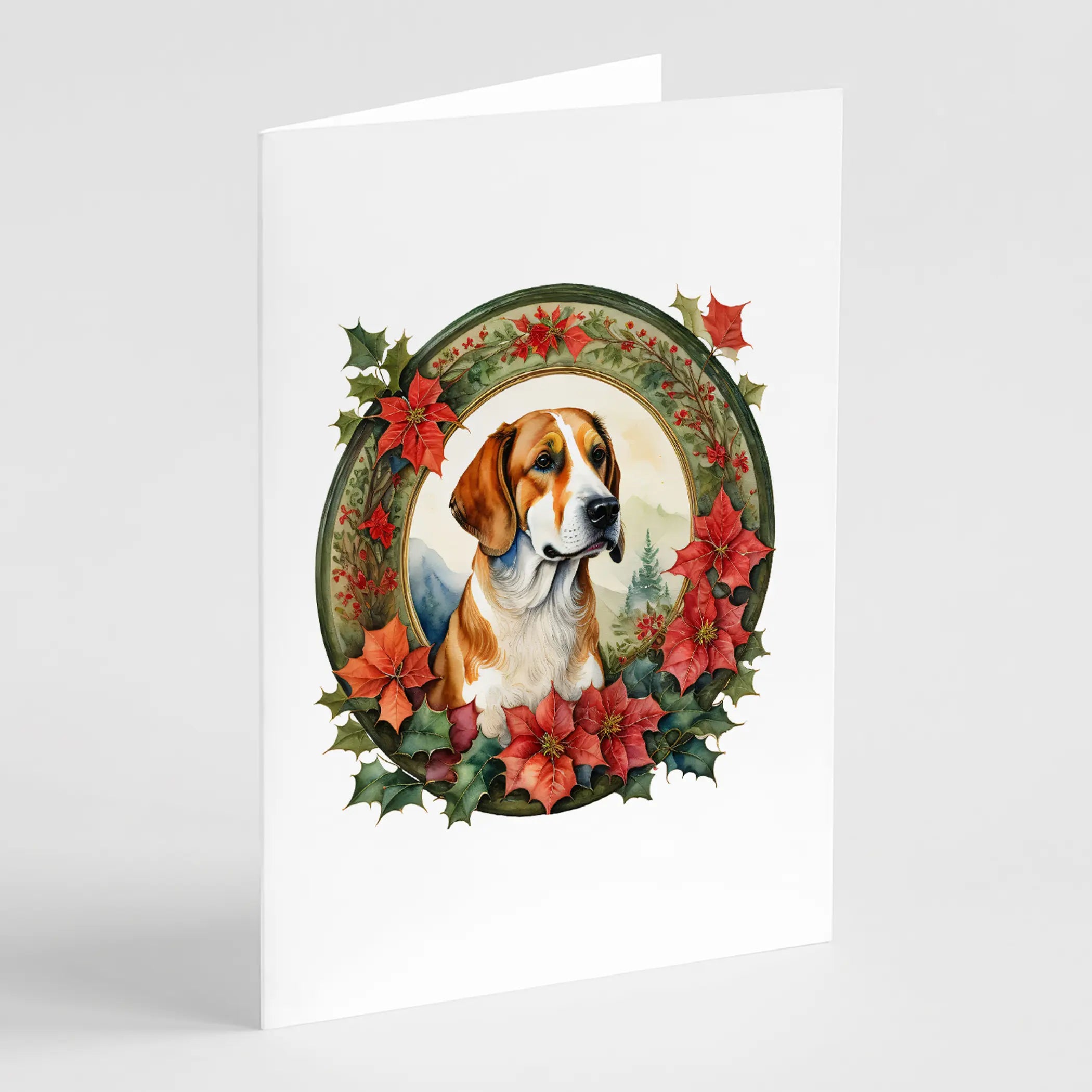 English Foxhound Christmas Flowers Greeting Cards Pack of 8 Caroline's Treasures