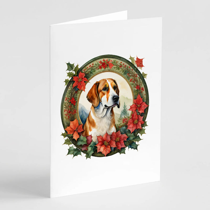 English Foxhound Christmas Flowers Greeting Cards Pack of 8 Caroline's Treasures
