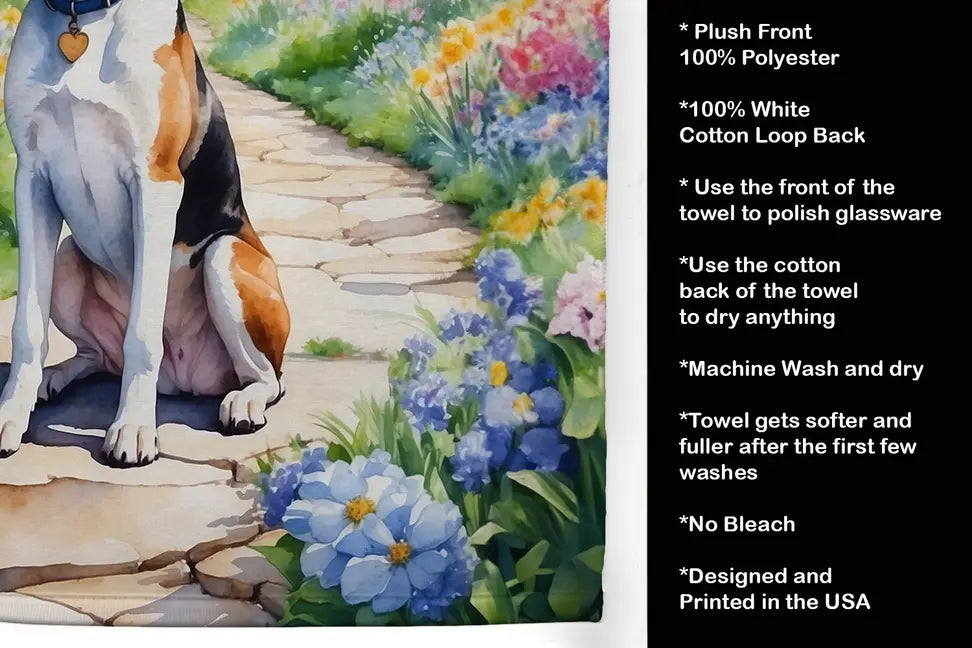 English Foxhound Spring Path Kitchen Towel Caroline's Treasures
