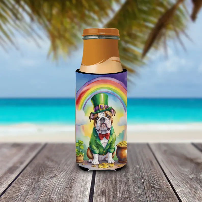 English Foxhound St Patrick's Day Hugger for Ultra Slim Cans Caroline's Treasures