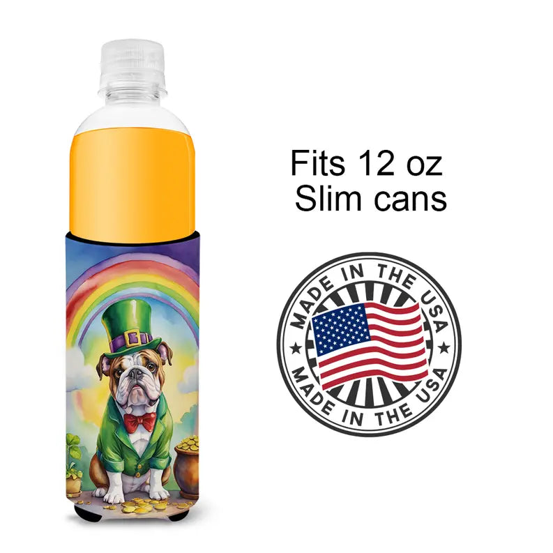 English Foxhound St Patrick's Day Hugger for Ultra Slim Cans Caroline's Treasures