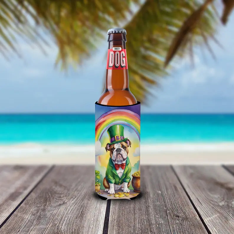 English Foxhound St Patrick's Day Hugger for Ultra Slim Cans Caroline's Treasures