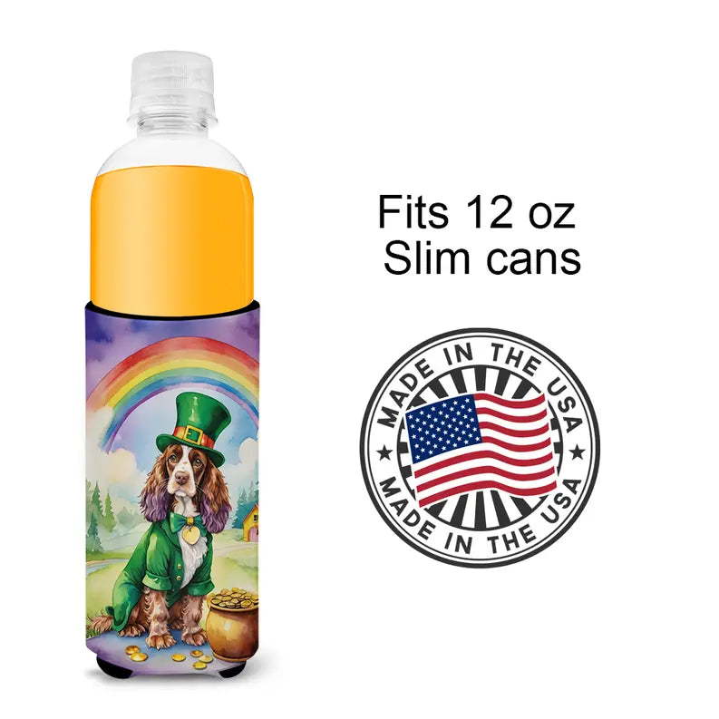 English Foxhound St Patrick's Day Hugger for Ultra Slim Cans Caroline's Treasures