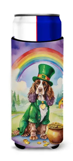 English Foxhound St Patrick's Day Hugger for Ultra Slim Cans Caroline's Treasures