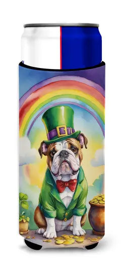 English Foxhound St Patrick's Day Hugger for Ultra Slim Cans Caroline's Treasures