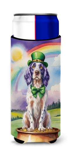 English Foxhound St Patrick's Day Hugger for Ultra Slim Cans Caroline's Treasures