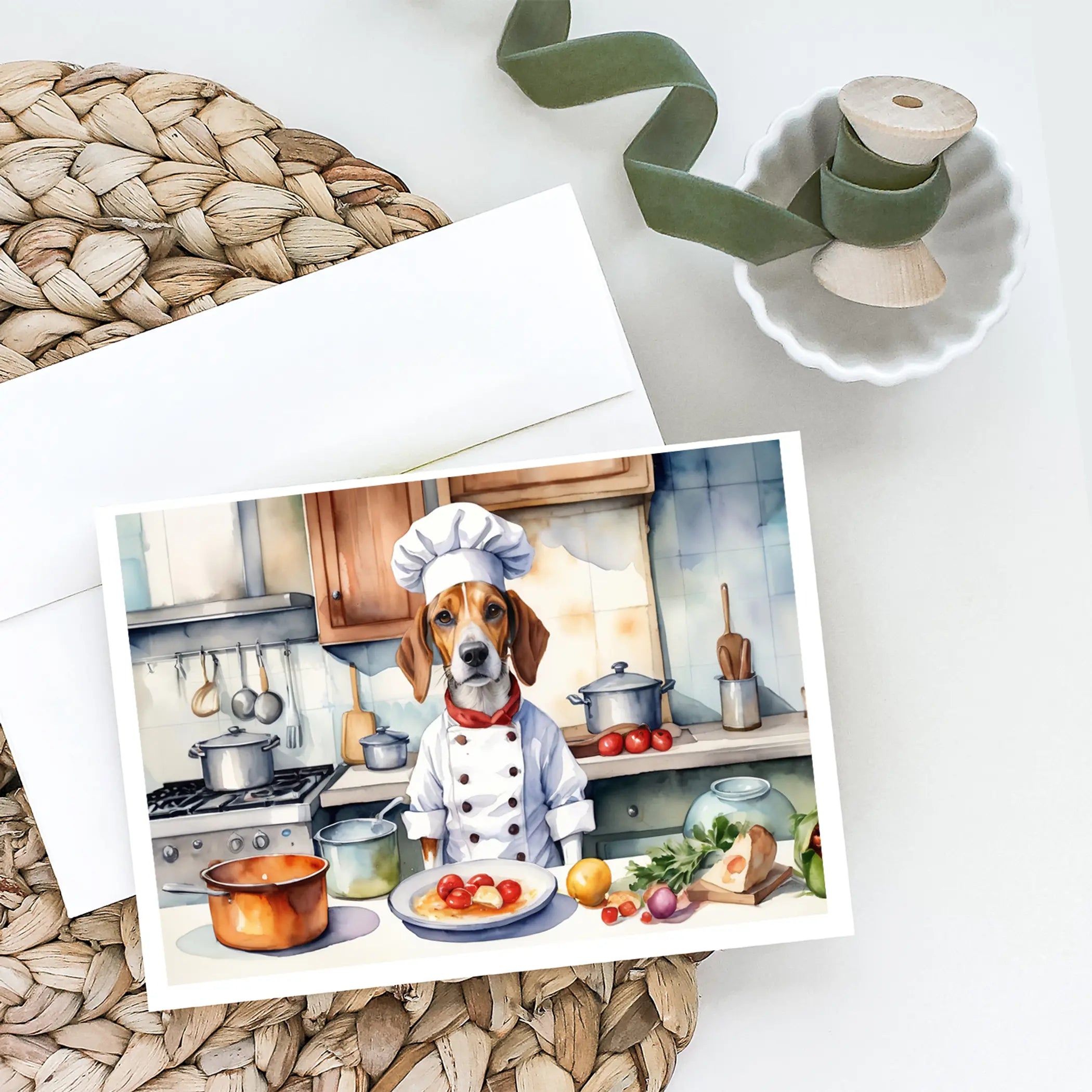 English Foxhound The Chef Greeting Cards Pack of 8 Caroline's Treasures