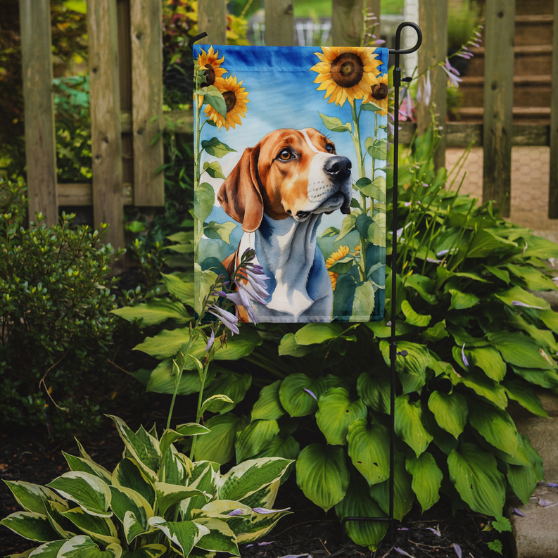 English Foxhound in Sunflowers Garden Flag Caroline's Treasures