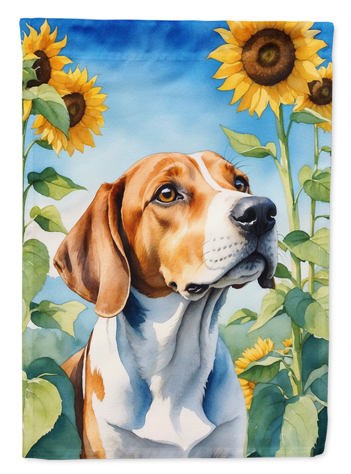 English Foxhound in Sunflowers Garden Flag Caroline's Treasures