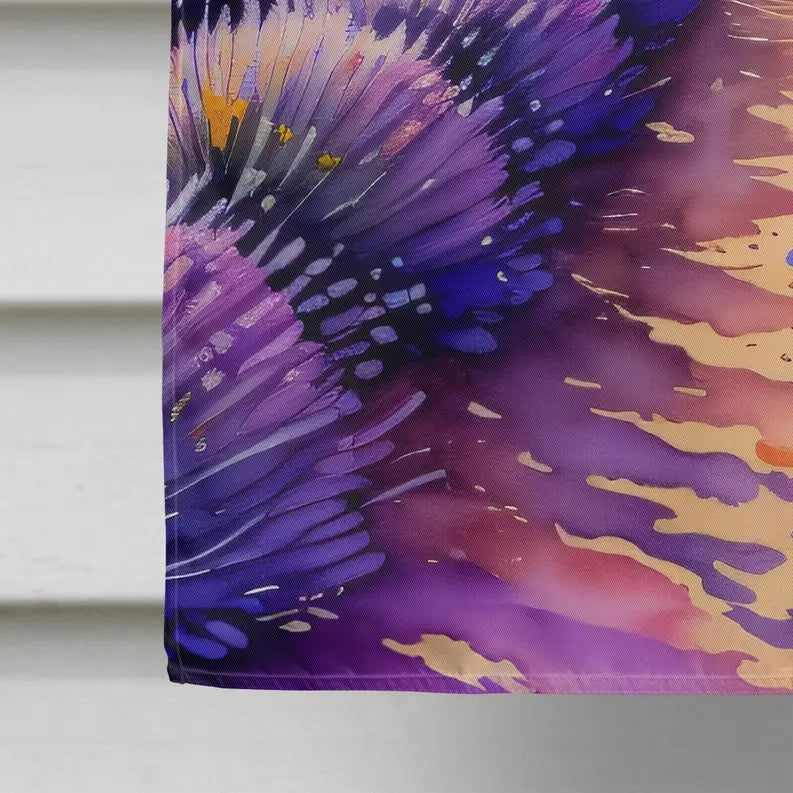 English Lavender in Color House Flag Caroline's Treasures