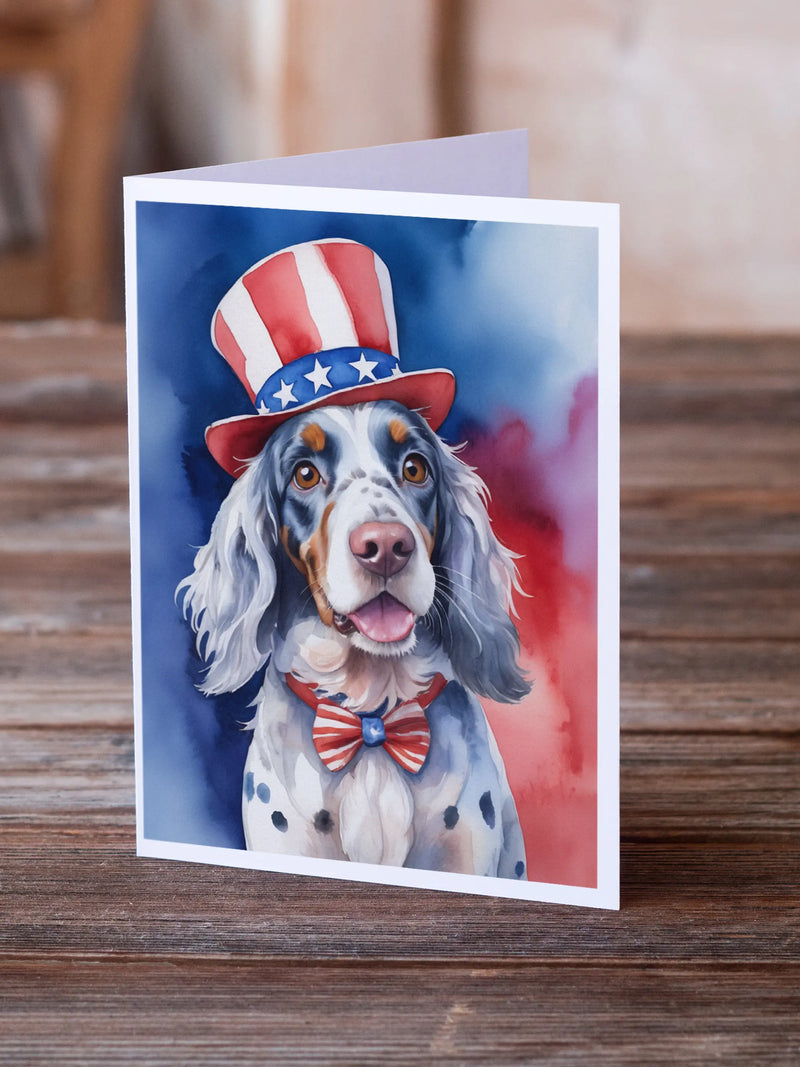 English Setter Patriotic American Greeting Cards Pack of 8 Caroline's Treasures