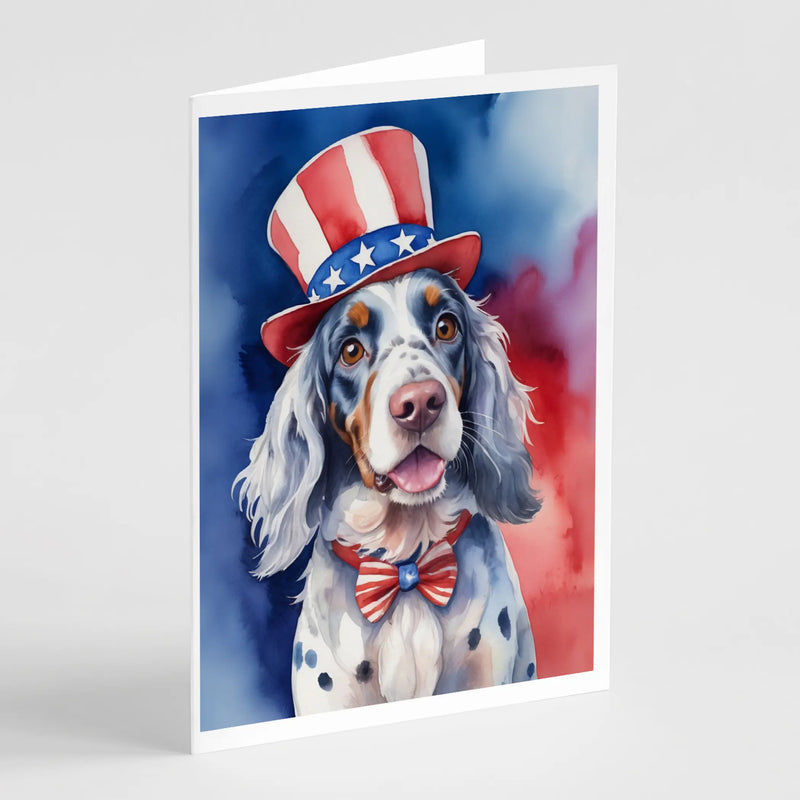 English Setter Patriotic American Greeting Cards Pack of 8 Caroline's Treasures