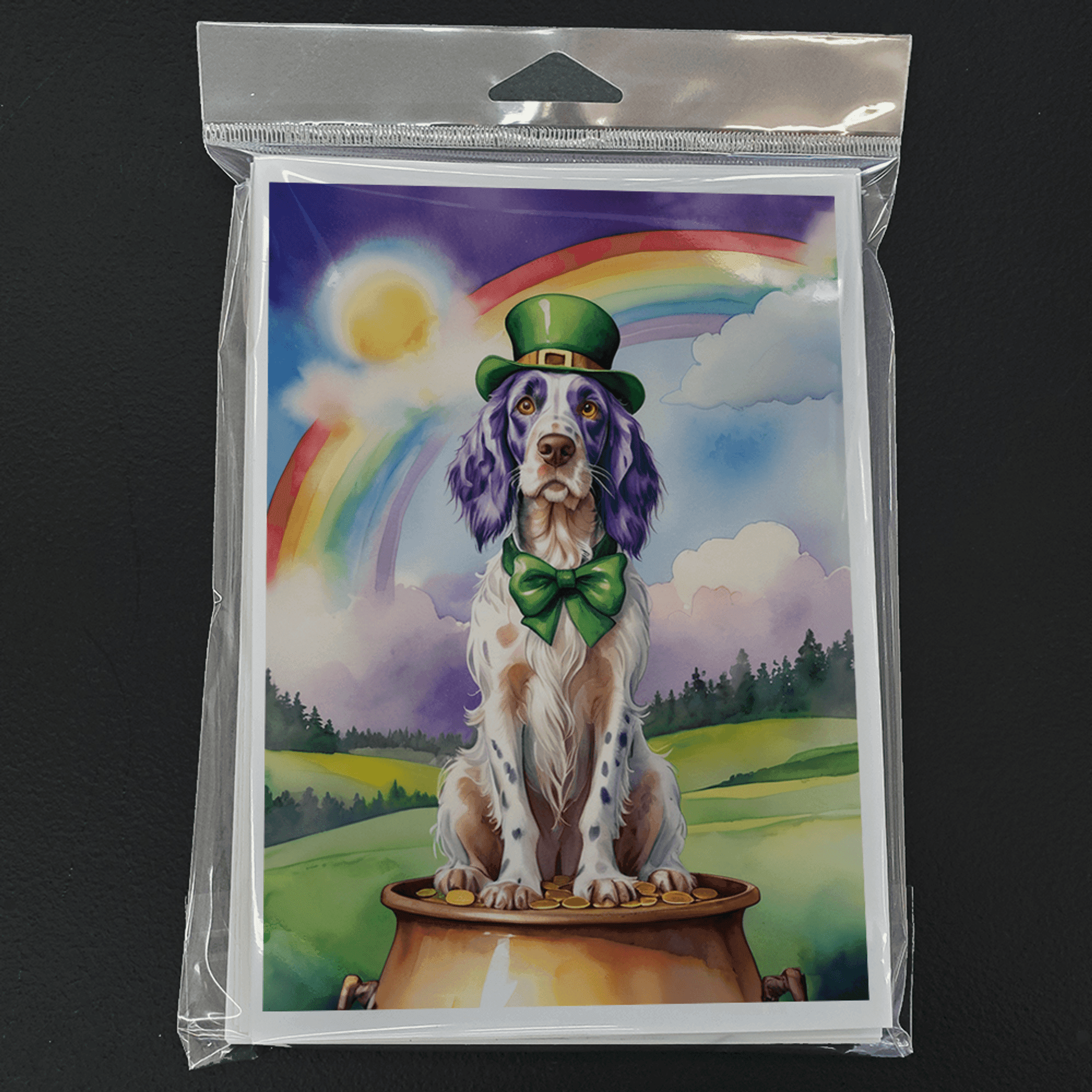 English Setter St Patrick's Day Greeting Cards Pack of 8 Caroline's Treasures