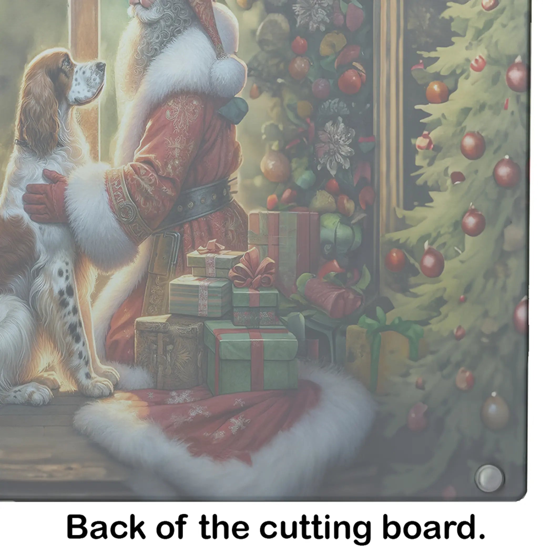 English Setter and Santa Claus Glass Cutting Board Caroline's Treasures