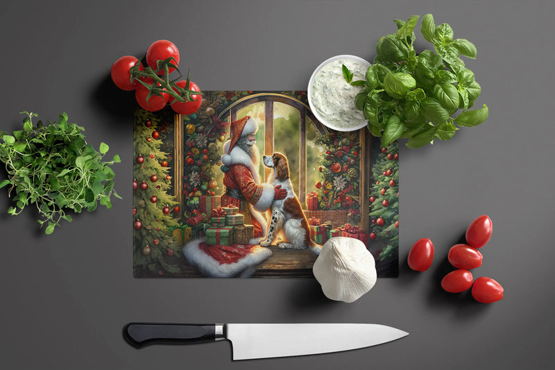 English Setter and Santa Claus Glass Cutting Board Caroline's Treasures