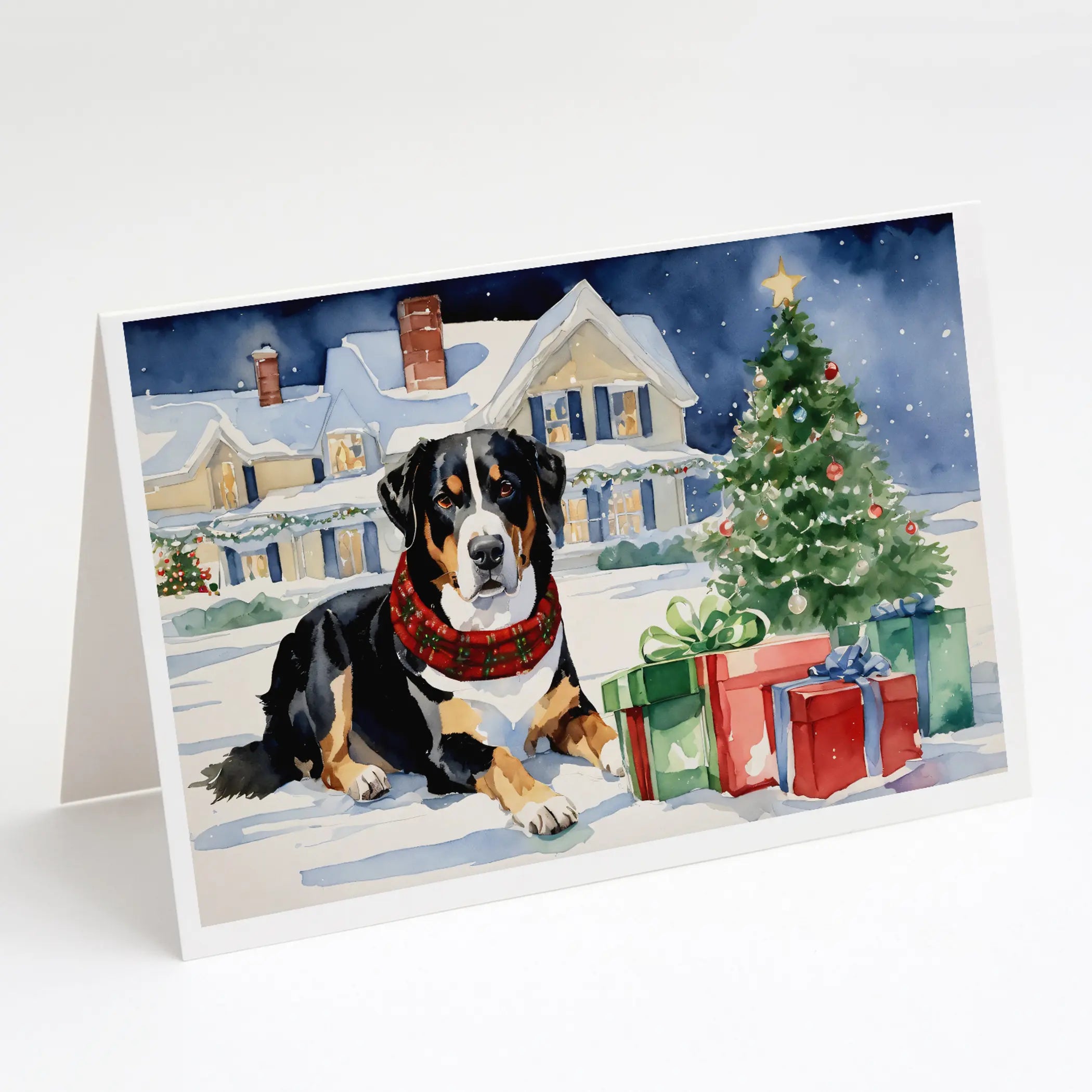 Entlebucher Mountain Dog Cozy Christmas Greeting Cards Pack of 8 Caroline's Treasures