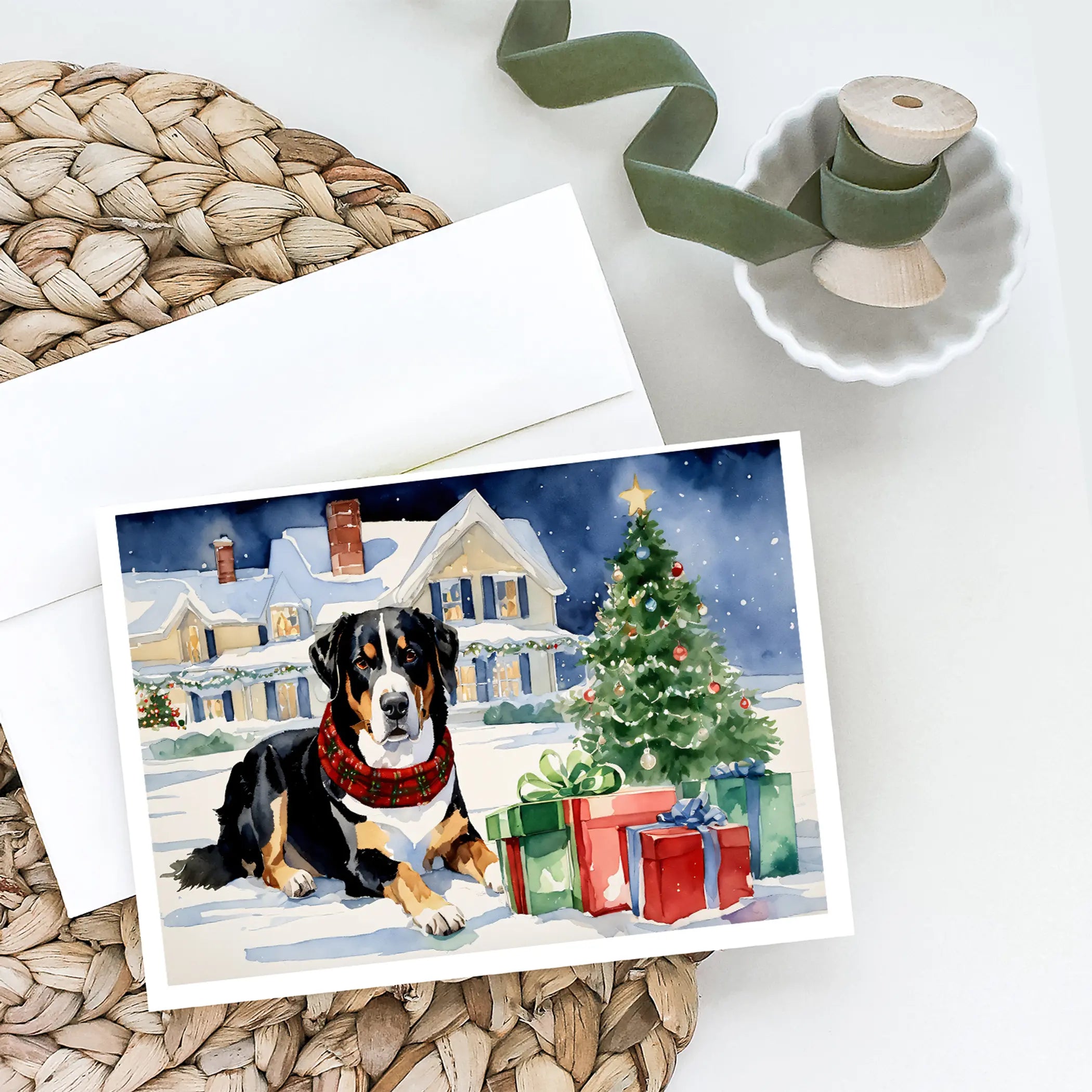 Entlebucher Mountain Dog Cozy Christmas Greeting Cards Pack of 8 Caroline's Treasures