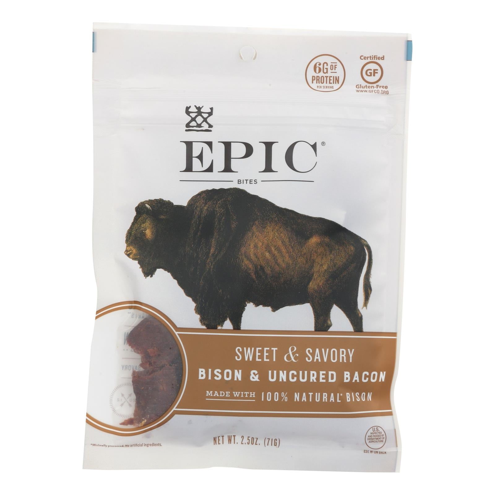 Epic - Jerky Bites - Bison Meat - Case Of 8 - 2.5 Oz. Epic
