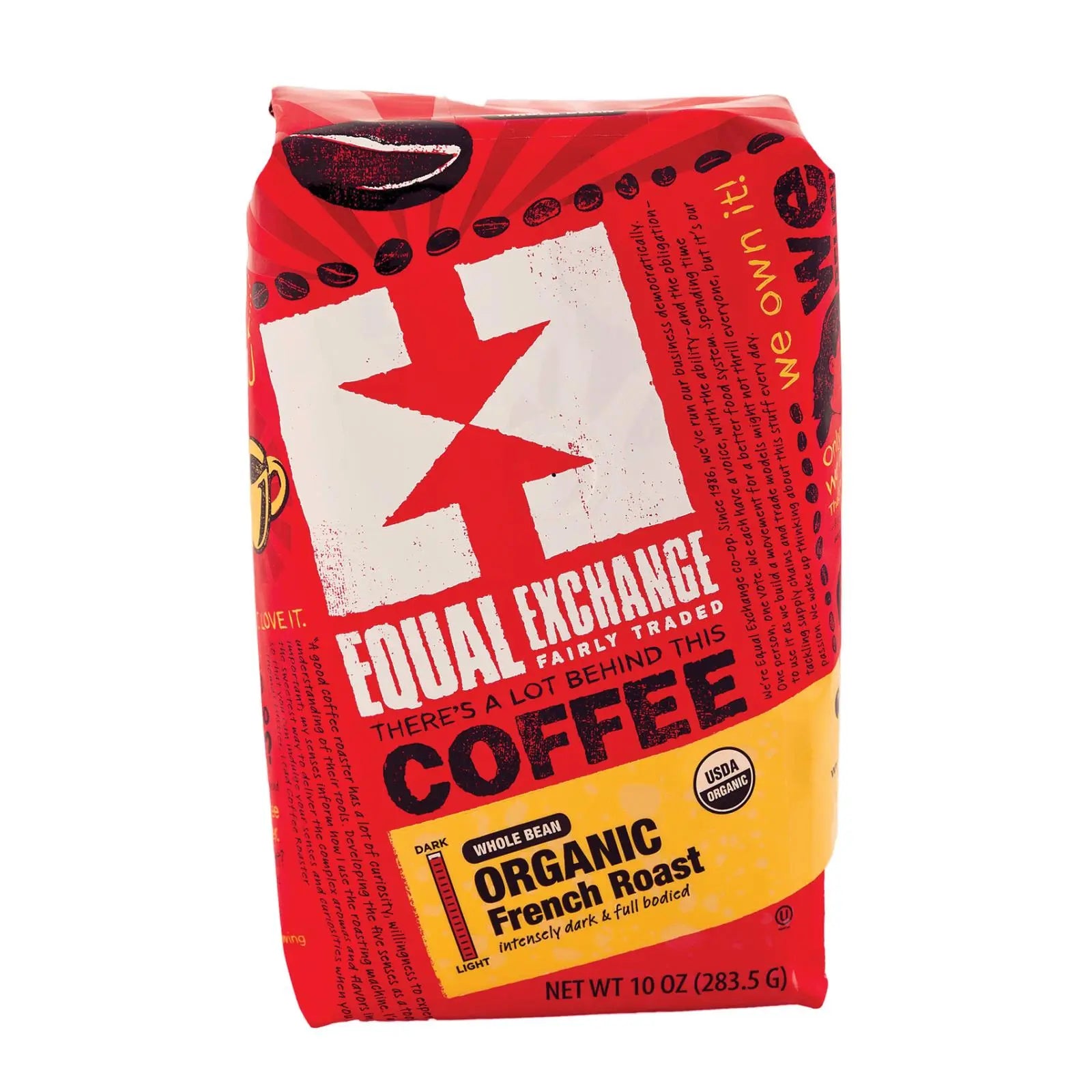 Equal Exchange Organic Whole Bean Coffee - French Roast - Case Of 6 - 10 Oz. Equal Exchange