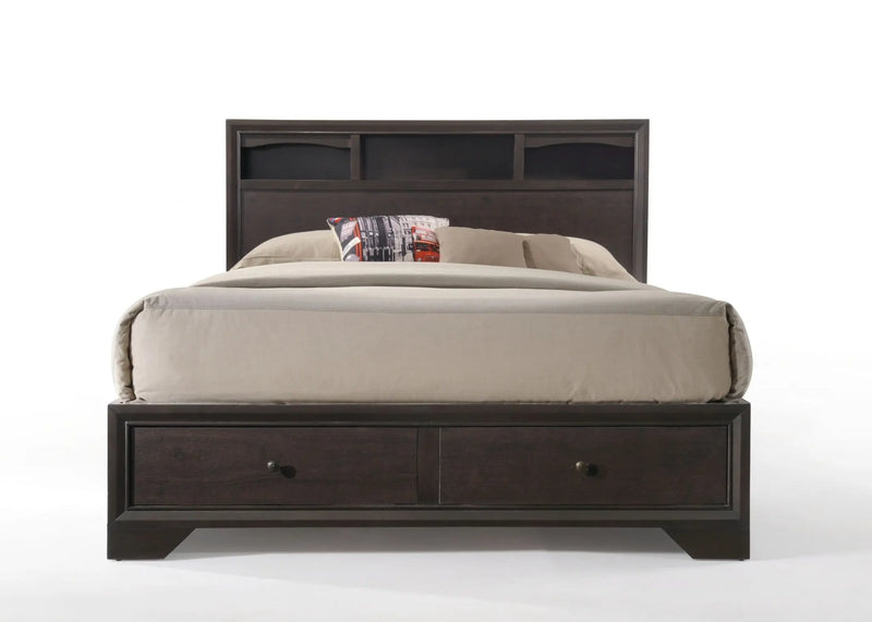 Espresso Solid Wood Queen Bed Frame With Drawers Homeroots Bed & Bath