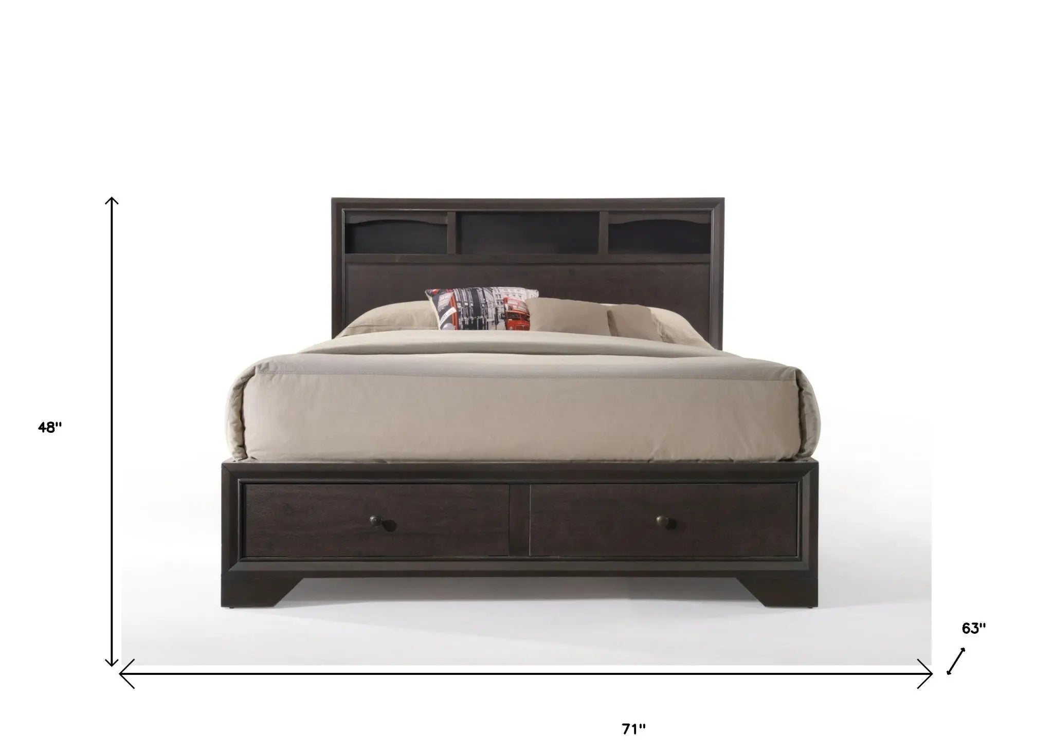 Espresso Solid Wood Queen Bed Frame With Drawers Homeroots Bed & Bath