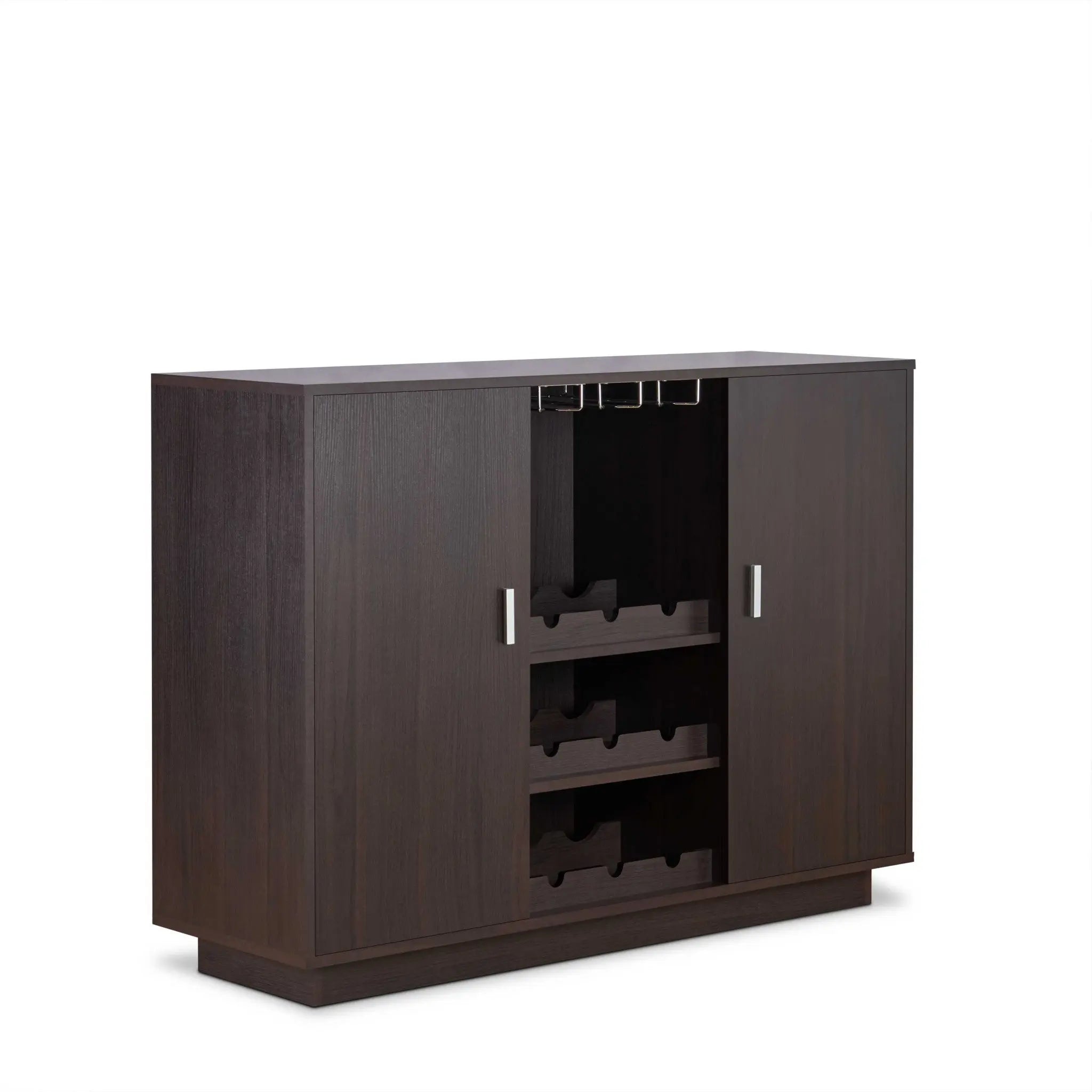Espresso Wood Finish Wine And Stemware Cabinet Homeroots Kitchen & Dining