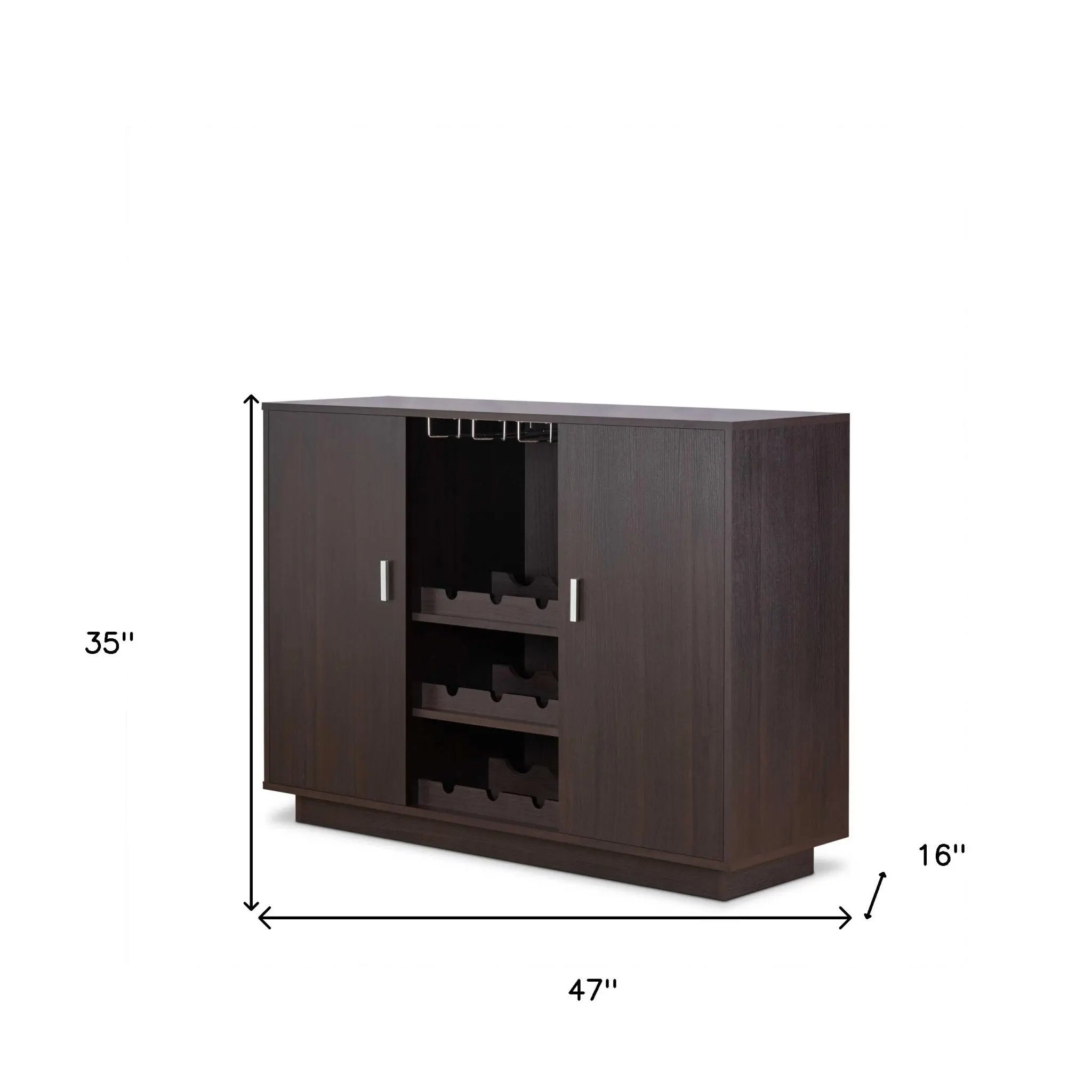 Espresso Wood Finish Wine And Stemware Cabinet Homeroots Kitchen & Dining