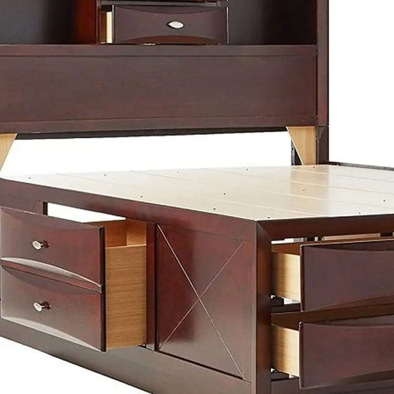 Espresso Wood King With Ten Drawers Bed Frame Homeroots Bed & Bath