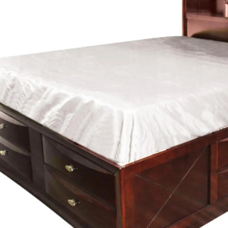 Espresso Wood Queen Bed Frame With Drawers Homeroots Bed & Bath