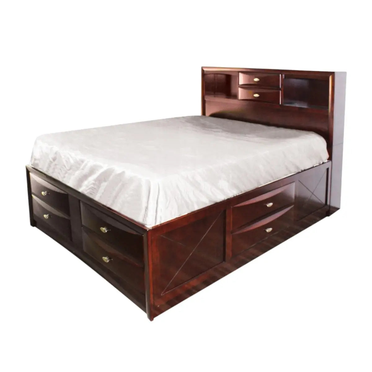 Espresso Wood Queen Bed Frame With Drawers Homeroots Bed & Bath