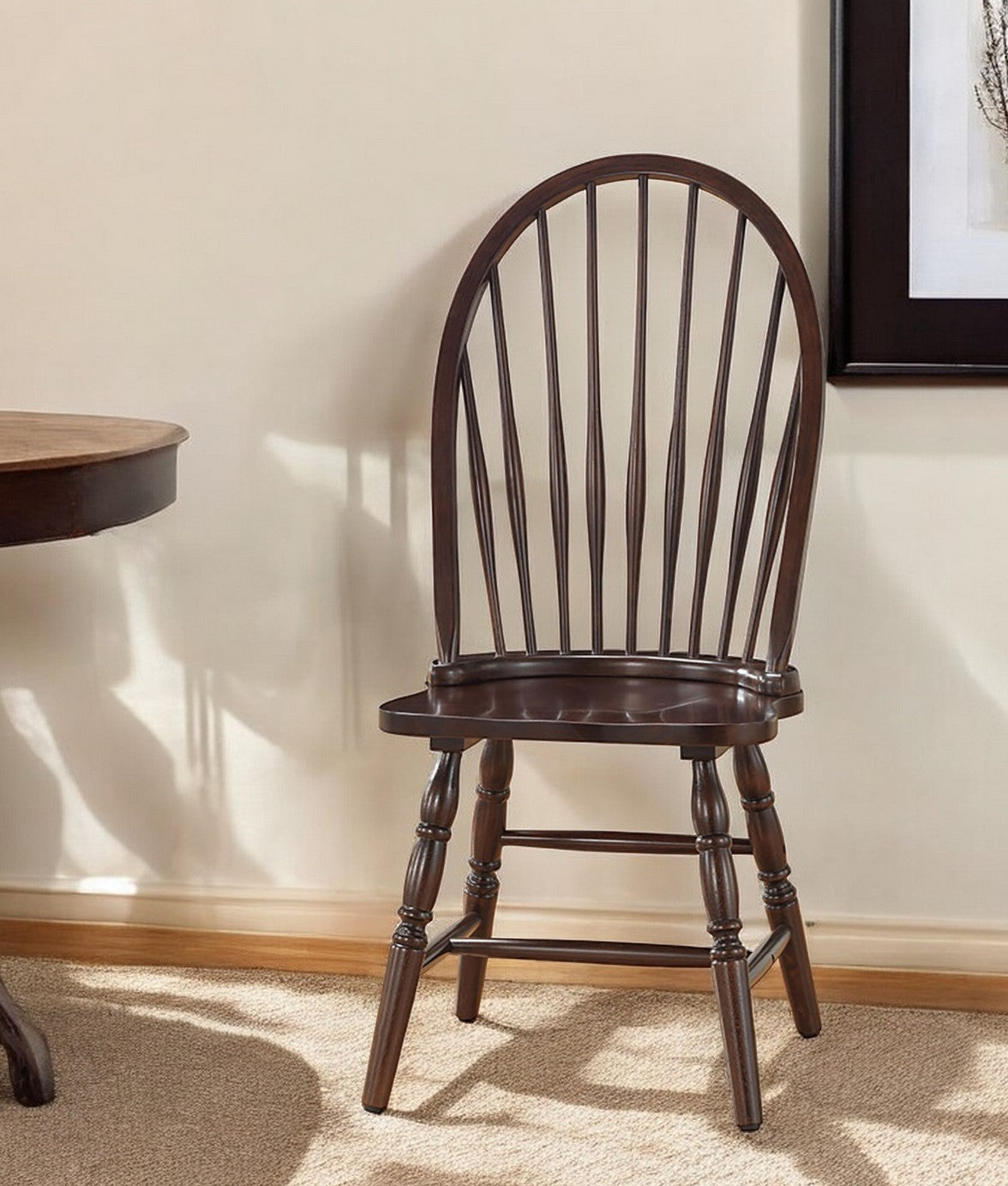 Espresso Wood Windsor Back Dining Side Chair Homeroots Kitchen & Dining