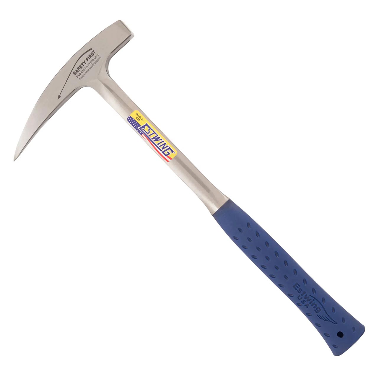 Estwing 22 Oz. Pointed Tip Long Handle Rock Pick - Blue Shock Reduction Grip ESTWING