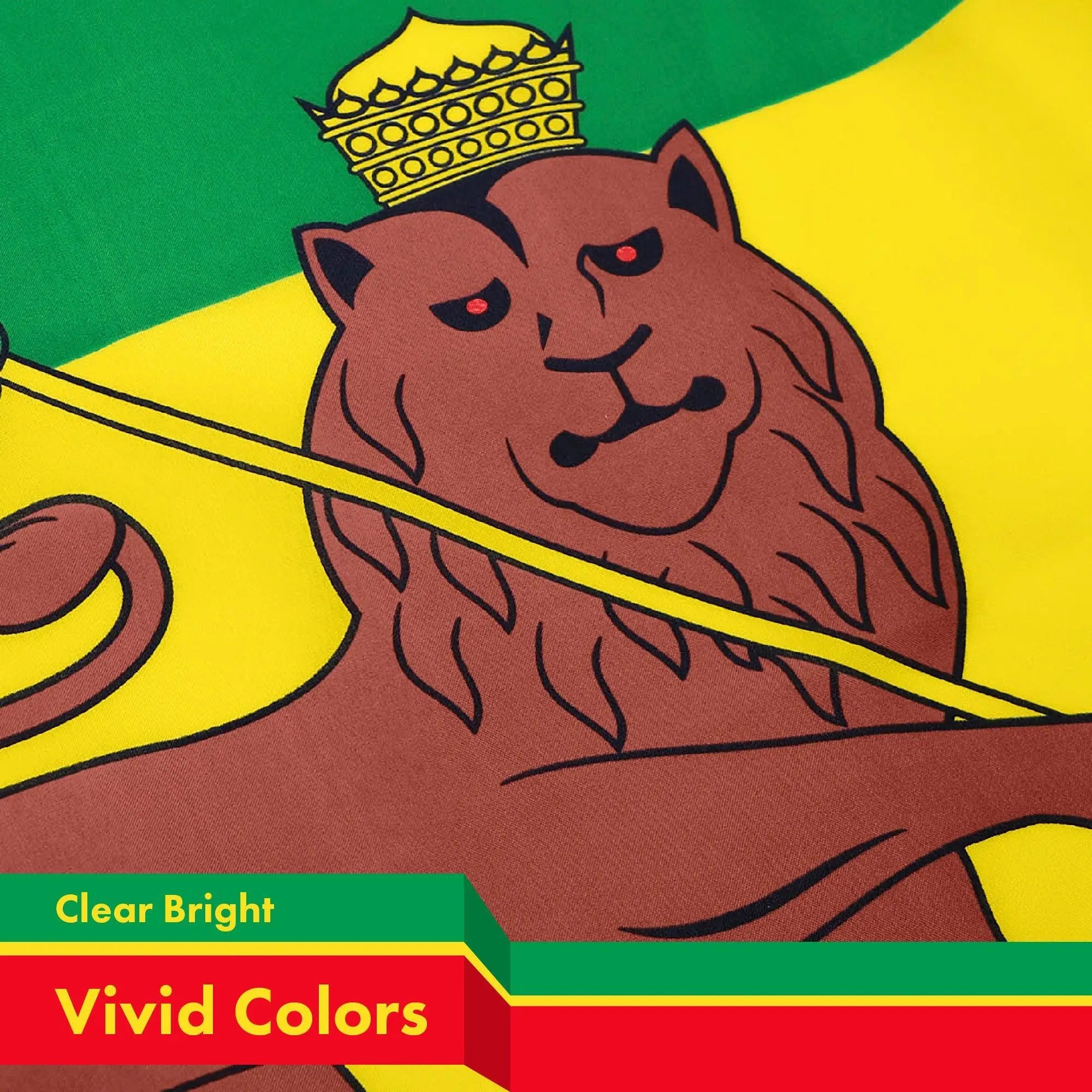 Ethiopia Lion Ethiopian Flag 3x5 Ft 3-Pack 150D Printed Polyester By G128 G128