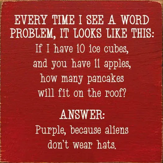 Every time I see a word problem, it looks like this... Sawdust City