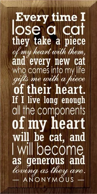 Everytime I lose a Cat Wood Sign Sawdust City