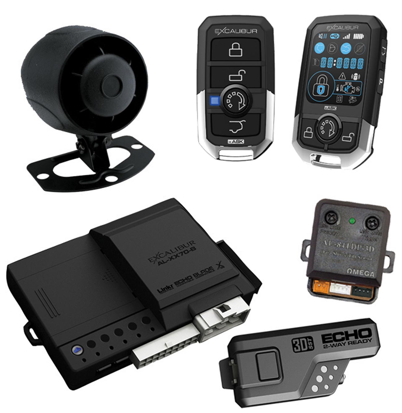 Excalibur Car Alarm/remote Start With 3-color Lcd 2-way Remote & 1500 Foot Range Excalibur Alarms