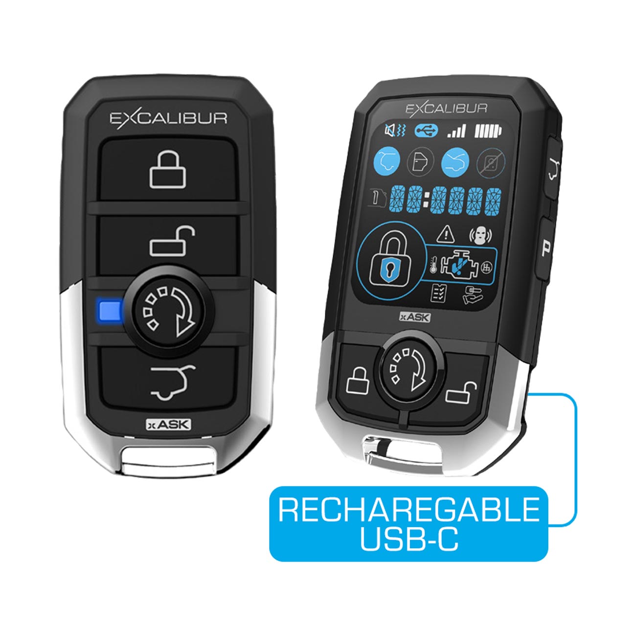 Excalibur Car Alarm/remote Start With 3-color Lcd 2-way Remote & 1500 Foot Range Excalibur Alarms