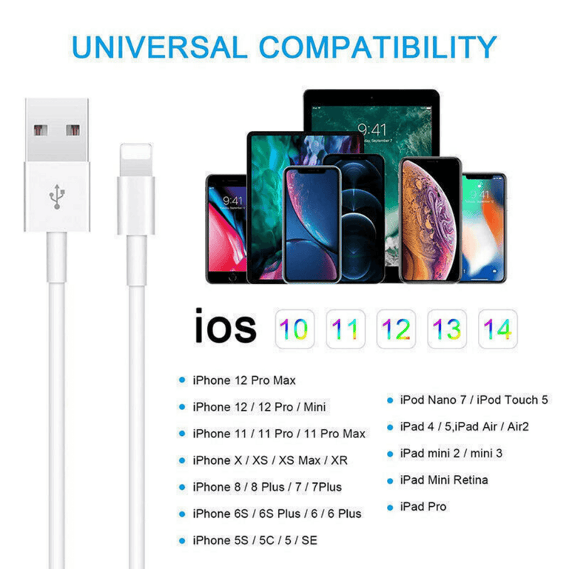 Extra Long 10FT USB Data Cable Cord For iPhone Indoor Outdoor