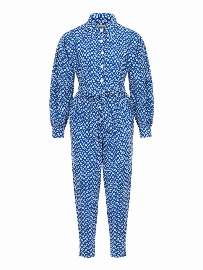 Eyelet Self-Belt Jumpsuit Monique Store