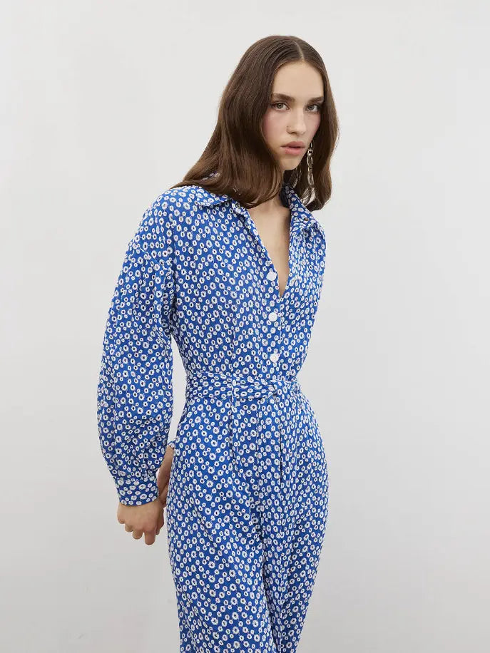 Eyelet Self-Belt Jumpsuit Monique Store